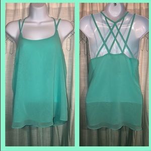 Mine Mint Green Layered Tank Top W/Strappy Back M